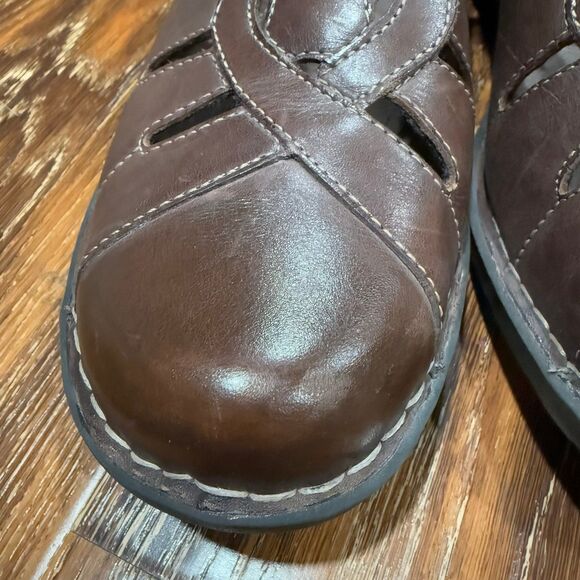 Clark’s Size 12 Women’s Shoes Bendables Sandal Loafer Clog 12M Leather Brown - Picture 4 of 8